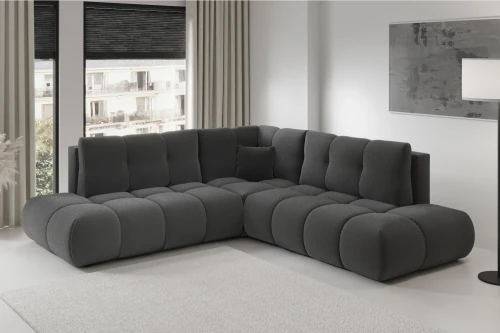 Narożnik z funkcją spania i pojemnikiem na pościel Mellow Grafitowy