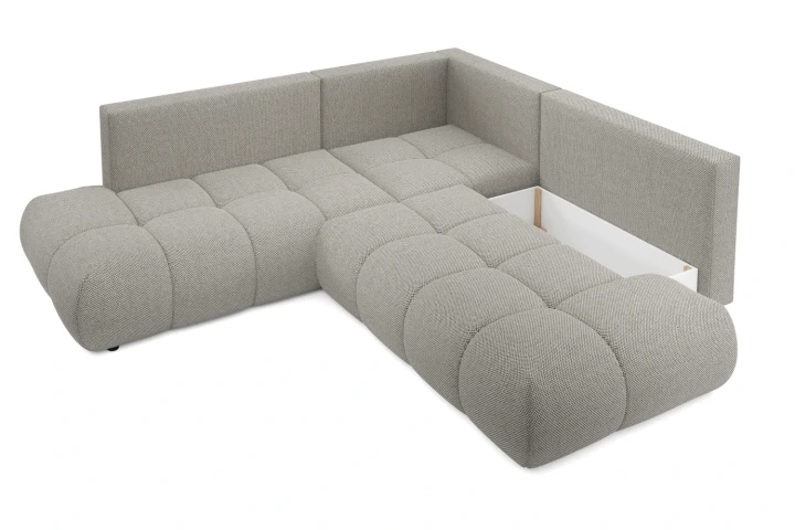 Narożnik z funkcją spania i pojemnikiem na pościel Mellow Szarobeżowy