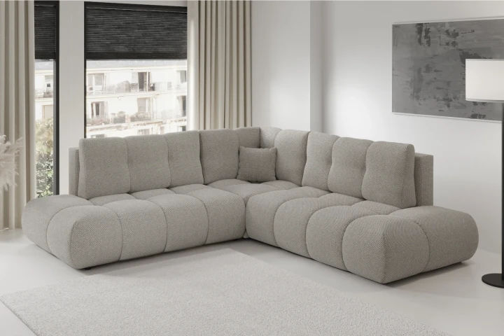 Narożnik z funkcją spania i pojemnikiem na pościel Mellow Szarobeżowy