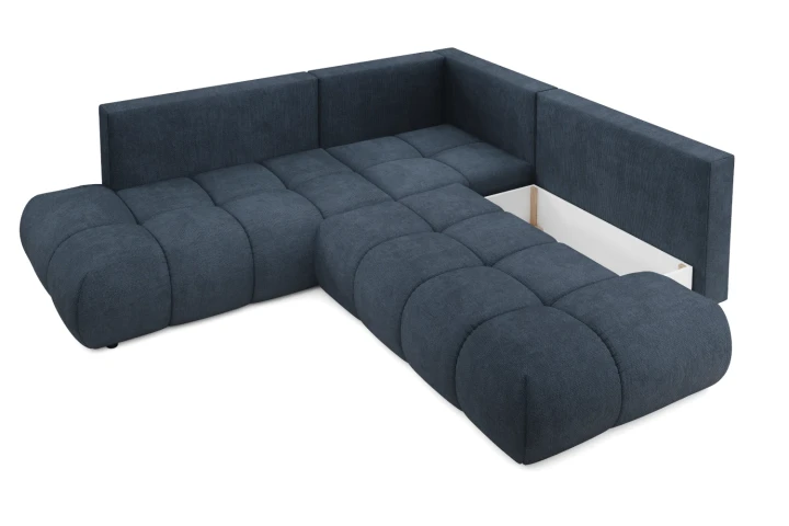 Narożnik z funkcją spania i pojemnikiem na pościel Mellow Granatowy