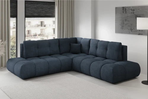 Narożnik z funkcją spania i pojemnikiem na pościel Mellow Granatowy