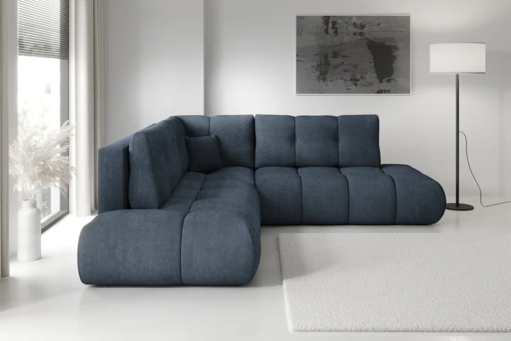 Narożnik z funkcją spania i pojemnikiem na pościel Mellow Granatowy