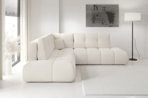 Narożnik z funkcją spania i pojemnikiem na pościel Mellow Beż Piaskowy