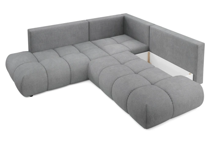 Narożnik z funkcją spania i pojemnikiem na pościel Mellow Szary