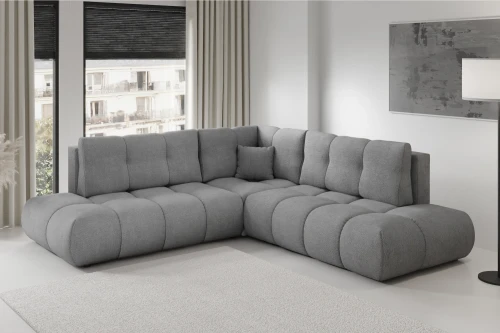 Narożnik z funkcją spania i pojemnikiem na pościel Mellow Szary