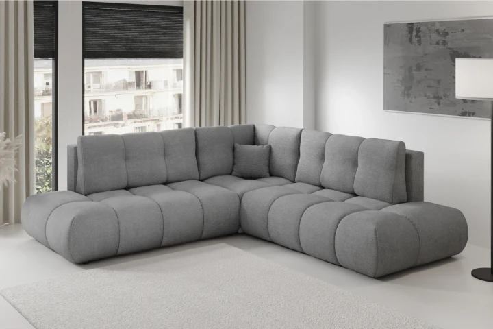 Narożnik z funkcją spania i pojemnikiem na pościel Mellow Szary