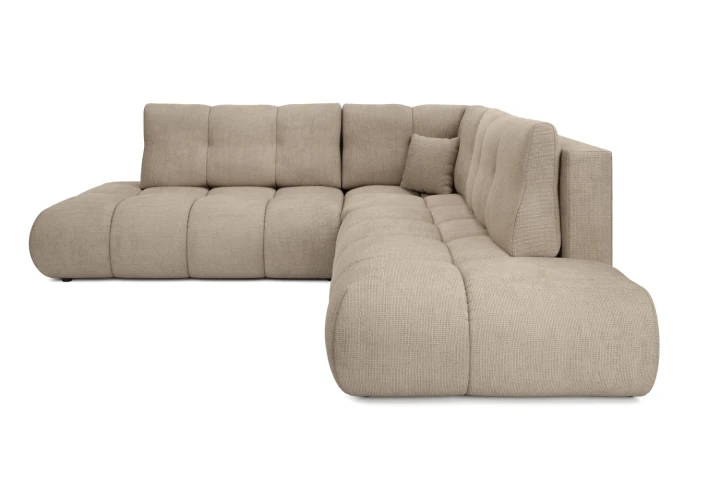 Narożnik z funkcją spania i pojemnikiem na pościel Mellow Jasny Brąz Prawy