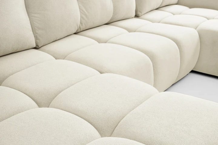 Narożnik U z funkcją spania i pojemnikiem na pościel Mellow Beżowy