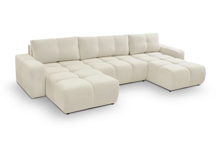 Narożnik U z funkcją spania i pojemnikiem na pościel Mellow Beżowy