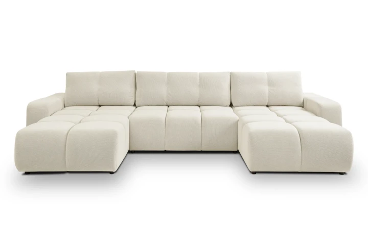 Narożnik U z funkcją spania i pojemnikiem na pościel Mellow Beżowy