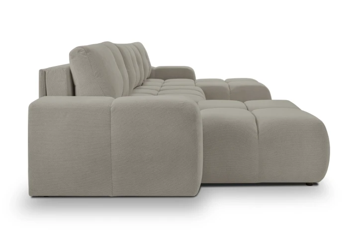 Narożnik U z funkcją spania i pojemnikiem na pościel Mellow Szary