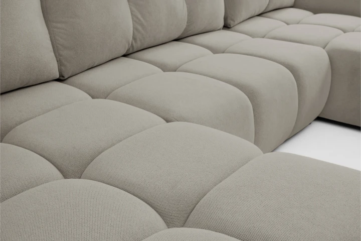 Narożnik U z funkcją spania i pojemnikiem na pościel Mellow Szary