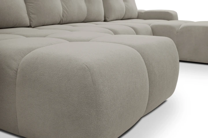 Narożnik U z funkcją spania i pojemnikiem na pościel Mellow Szary