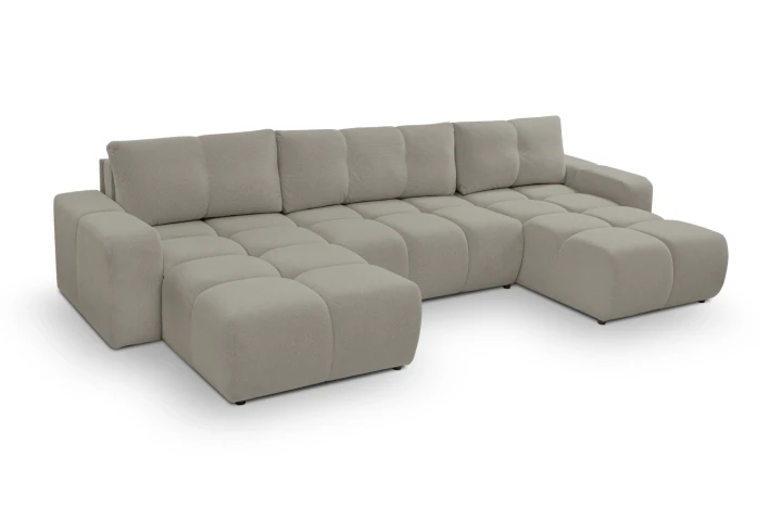 Narożnik U z funkcją spania i pojemnikiem na pościel Mellow Szary