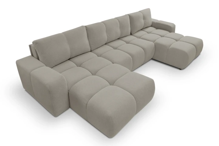 Narożnik U z funkcją spania i pojemnikiem na pościel Mellow Szary