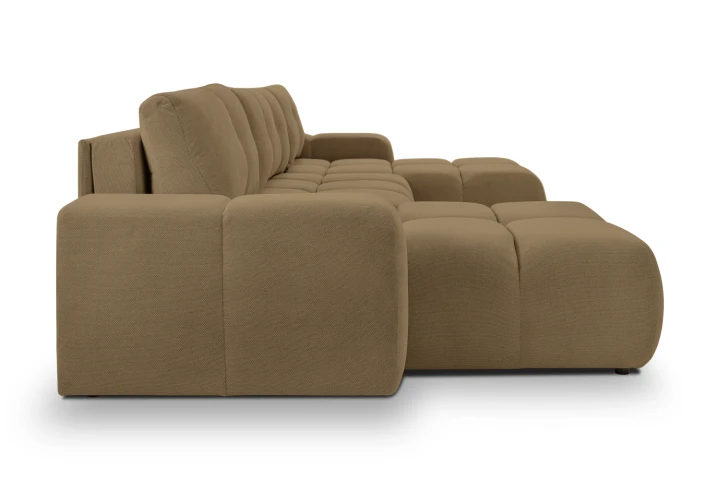 Narożnik U z funkcją spania i pojemnikiem na pościel Mellow Brązowy