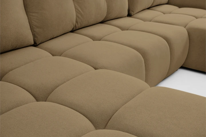 Narożnik U z funkcją spania i pojemnikiem na pościel Mellow Brązowy