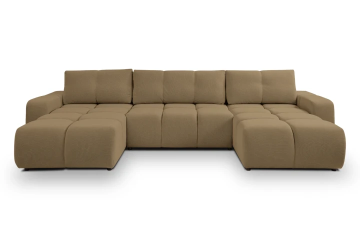 Narożnik U z funkcją spania i pojemnikiem na pościel Mellow Brązowy