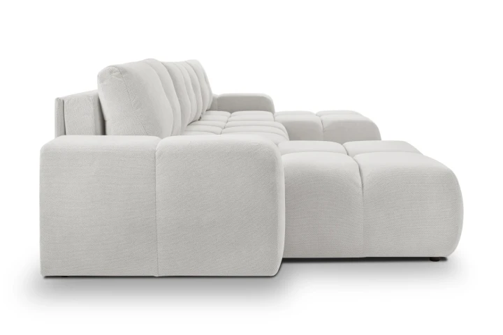 Narożnik U z funkcją spania i pojemnikiem na pościel Mellow Jasny Szary