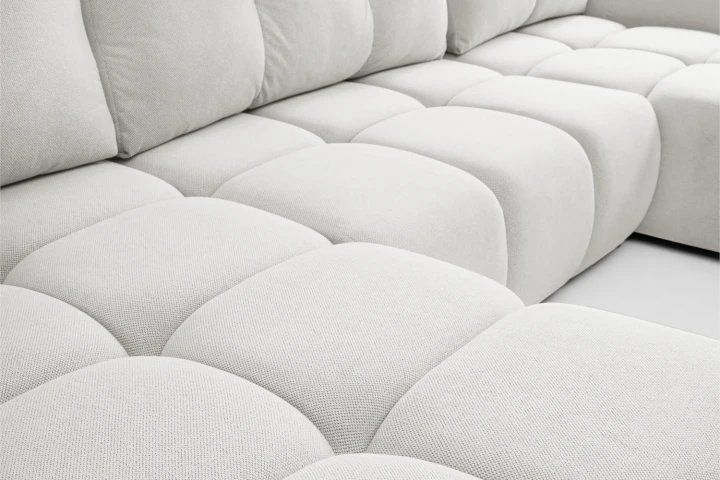 Narożnik U z funkcją spania i pojemnikiem na pościel Mellow Jasny Szary