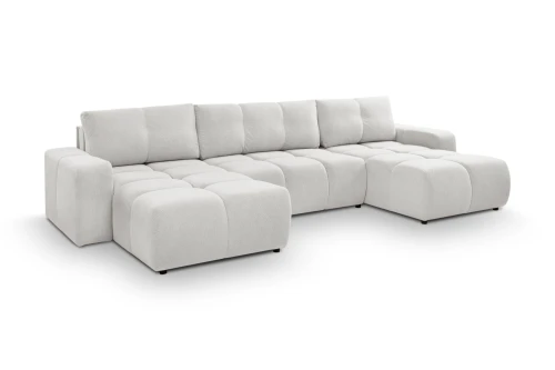 Narożnik U z funkcją spania i pojemnikiem na pościel Mellow Jasny Szary