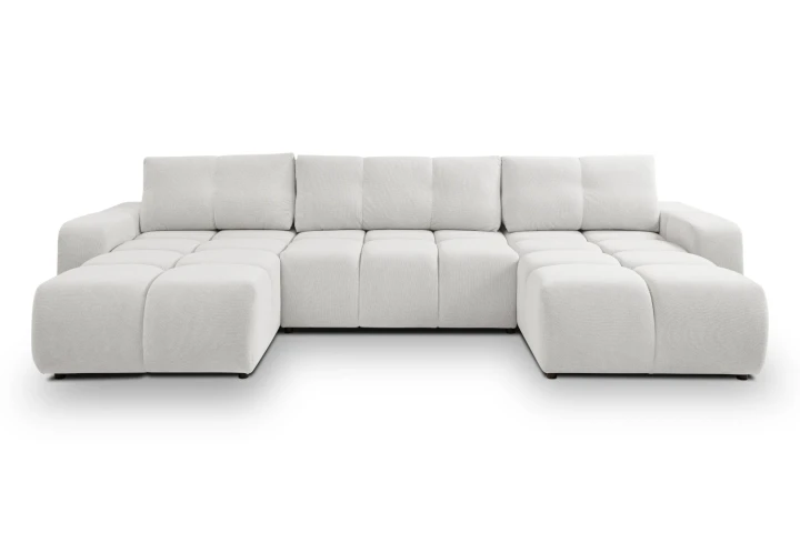 Narożnik U z funkcją spania i pojemnikiem na pościel Mellow Jasny Szary