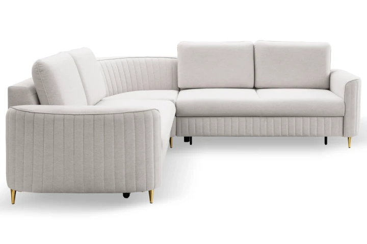 Narożnik L z funkcją spania i pojemnikiem na pościel Elara Kremowy Lewy