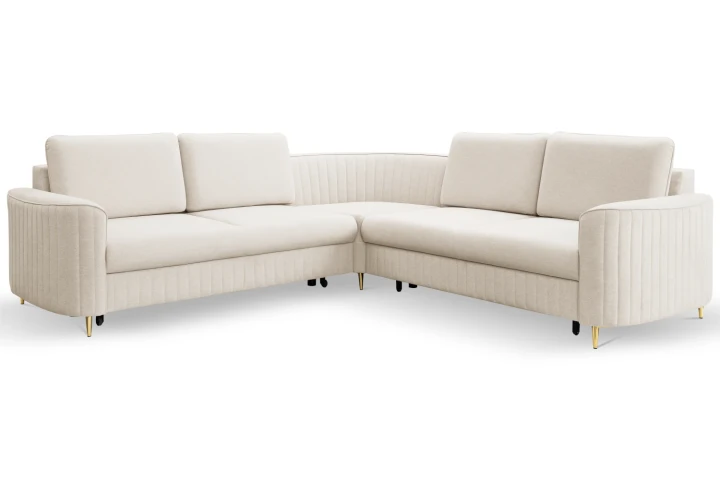 Narożnik L z funkcją spania i pojemnikiem na pościel Elara Beżowy