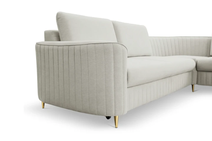 Narożnik L z funkcją spania i pojemnikiem na pościel Elara Jasny Szary