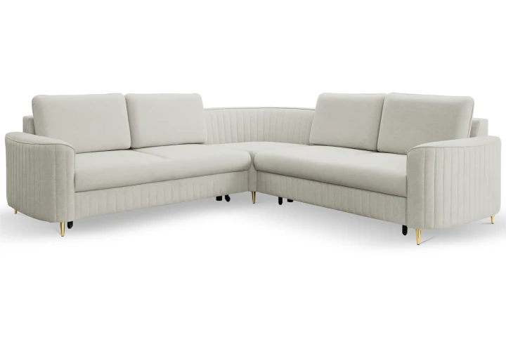 Narożnik L z funkcją spania i pojemnikiem na pościel Elara Jasny Szary