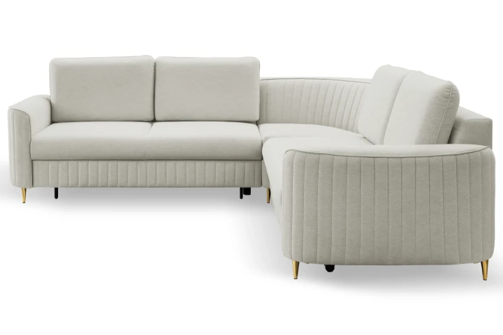 Narożnik L z funkcją spania i pojemnikiem na pościel Elara Jasny Szary Prawy