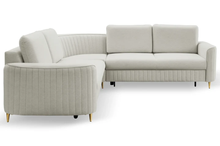 Narożnik L z funkcją spania i pojemnikiem na pościel Elara Jasny Szary Lewy