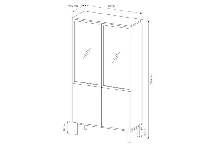 Witryna wysoka Largo z oświetleniem wymiary
