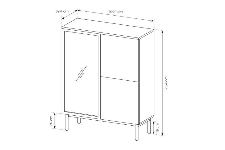 Witryna niska Largo z oświetleniem wymiary