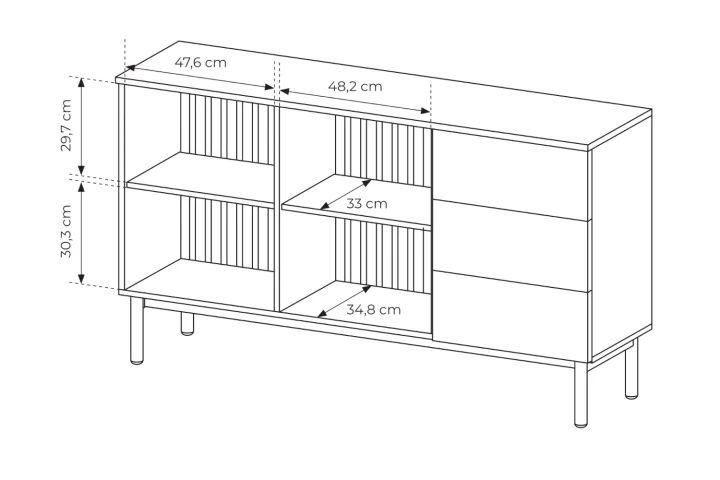 Komoda Largo 150 cm z drzwiczkami i szufladami wymiary