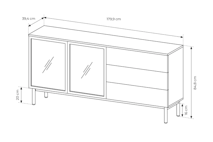 Komoda Largo 180 cm z drzwiczkami i szufladami wymiary