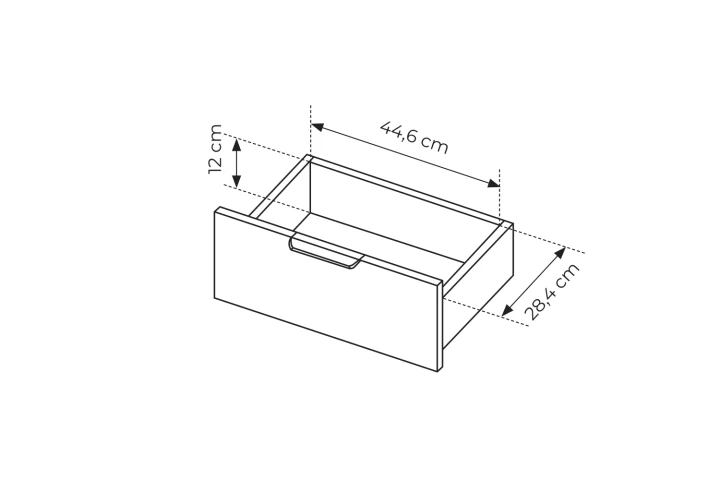 Wymiary szuflady komody trzydrzwiowej Axis