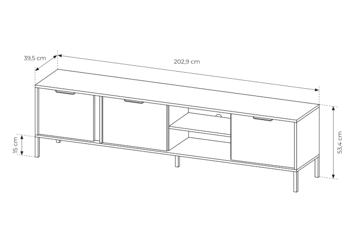 Szafka RTV trzydrzwiowa Axis wymiary