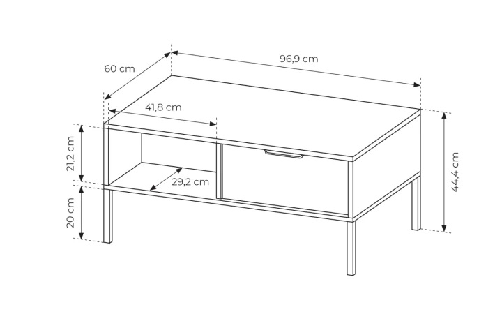 Stolik kawowy do salonu Axis wymiary
