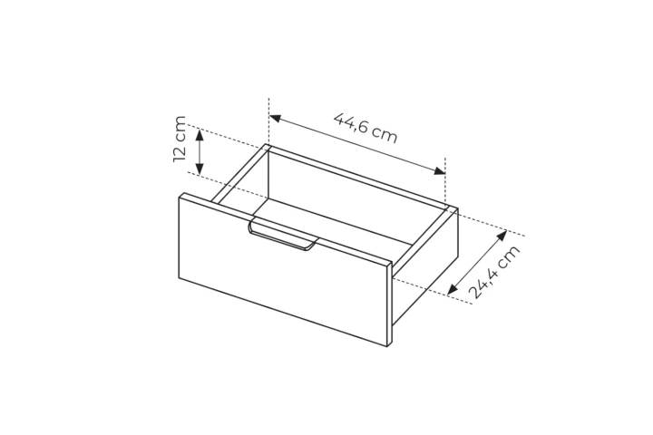 Wymiary szuflady w stoliku kawowym Axis