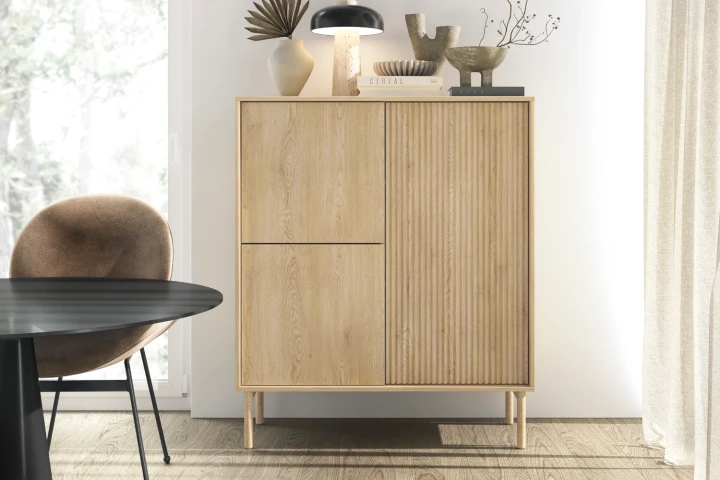 Komoda wysoka trzydrzwiowa Nore Dąb Cremona