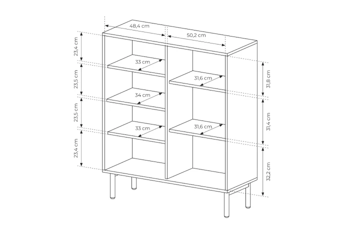 Komoda wysoka trzydrzwiowa Nore wymiary