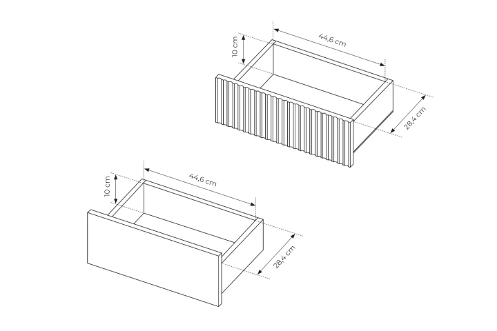Wymiary szuflad szafki nocnej Nore