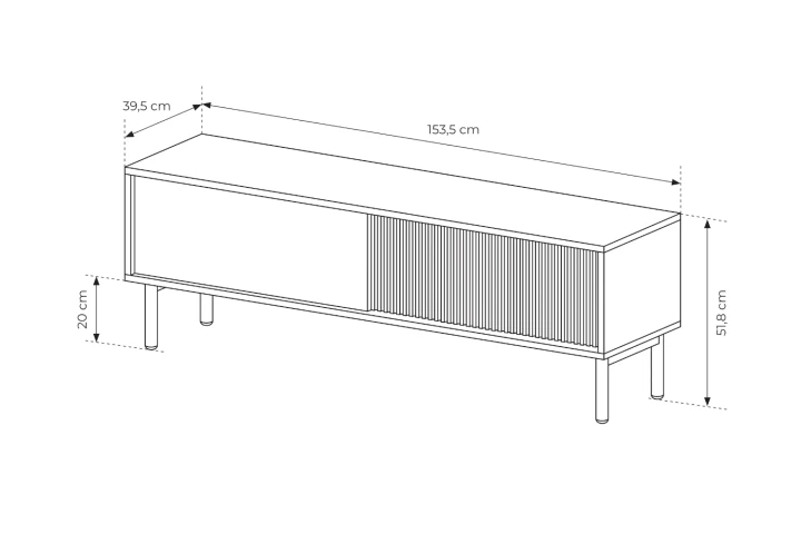 Szafka pod telewizor 153 cm Nore Dąb Cremona