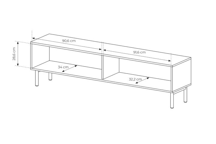 Szafka pod telewizor 187 cm Nore wymiary