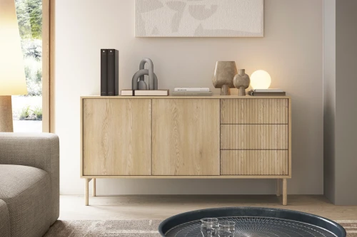 Komoda dwudrzwiowa z szufladami 153 cm Nore Dąb Cremona