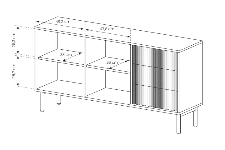 Komoda dwudrzwiowa z szufladami 153 cm Nore wymiary