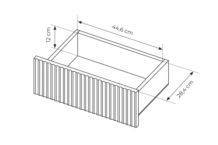 Wymiary szuflady komody 153 cm Nore