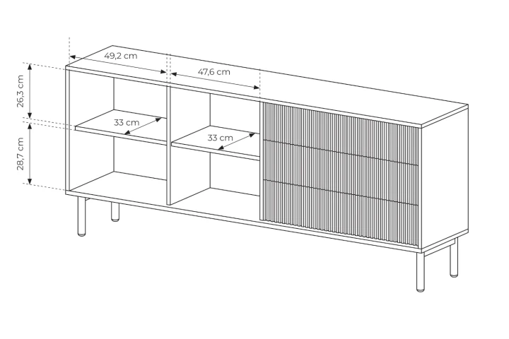Komoda dwudrzwiowa z szufladami 187 cm Nore wymiary