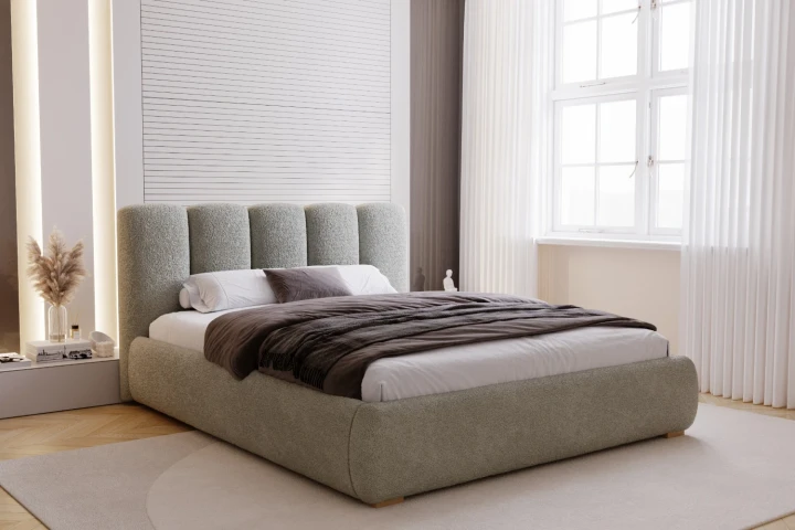 Łóżko tapicerowane z pojemnikiem i metalowym stelażem Velluto - Quelle 83